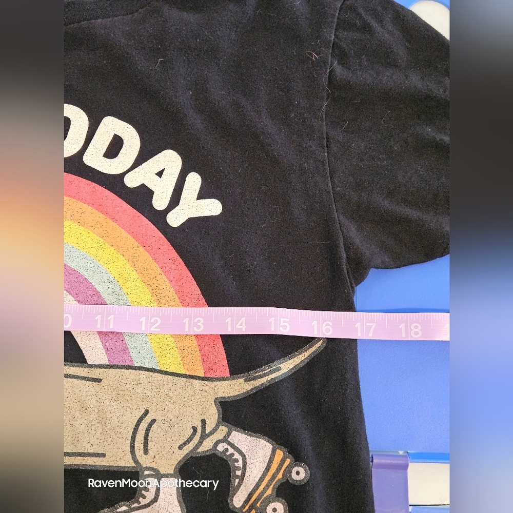 Black Graphic Tee with Rainbow Design - Picture 5 of 6